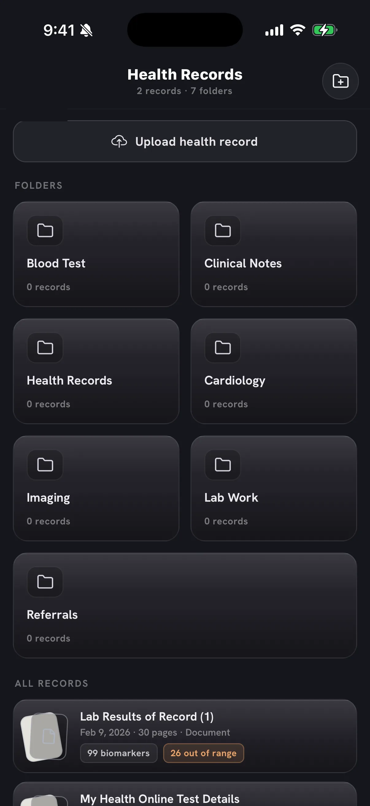 Health records insight in the VALT app