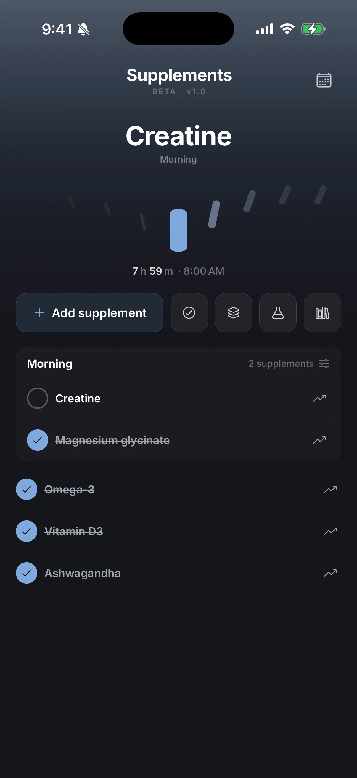 Supplements in the VALT app